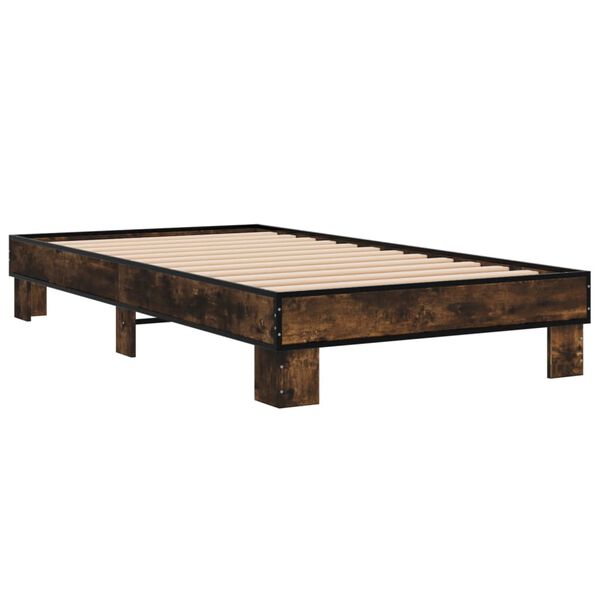 vidaXL Cadre de lit sans matelas ch&ecirc;ne fum&eacute; 90x190 cm