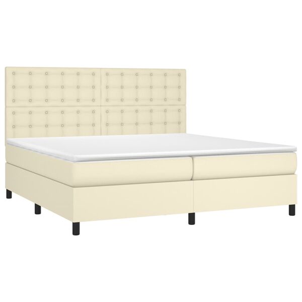 vidaXL Sommier &agrave; lattes de lit avec matelas et LED Cr&egrave;me 200x200 cm