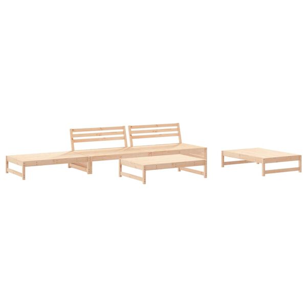 vidaXL Salon de jardin 5 pcs avec coussins bois massif