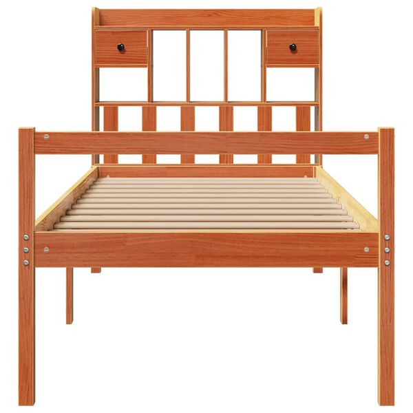 vidaXL Lit biblioth&egrave;que sans matelas cire marron 75x190 cm pin massif