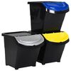 vidaXL Poubelles empilables avec couvercles 3 pcs noir PP 78 L