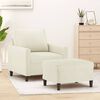 vidaXL Fauteuil avec repose-pied Crème 60 cm Velours