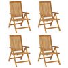 vidaXL Fauteuils pliants inclinables, 4 pi&egrave;ces, en bois de teck massif