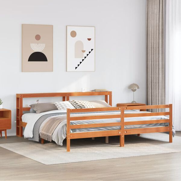 vidaXL Cadre de lit sans matelas cire marron 180x200cm bois pin massif