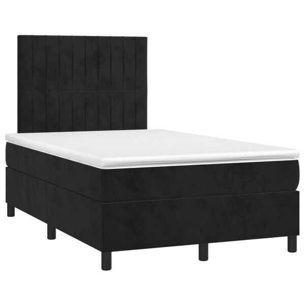 vidaXL Sommier &agrave; lattes de lit avec matelas LED Noir 120x200cm Velours