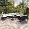 vidaXL Salon de jardin 12 pcs avec coussins r&eacute;sine tress&eacute;e noir