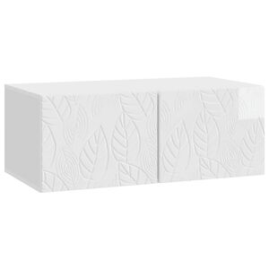 vidaXL Meuble TV mural 59,5 x 41 x 30 cm Blanc brillant
