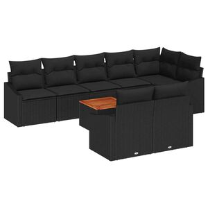 vidaXL Ensemble de canap&eacute; de jardin avec coussin 9 pcs Noir polyrotin