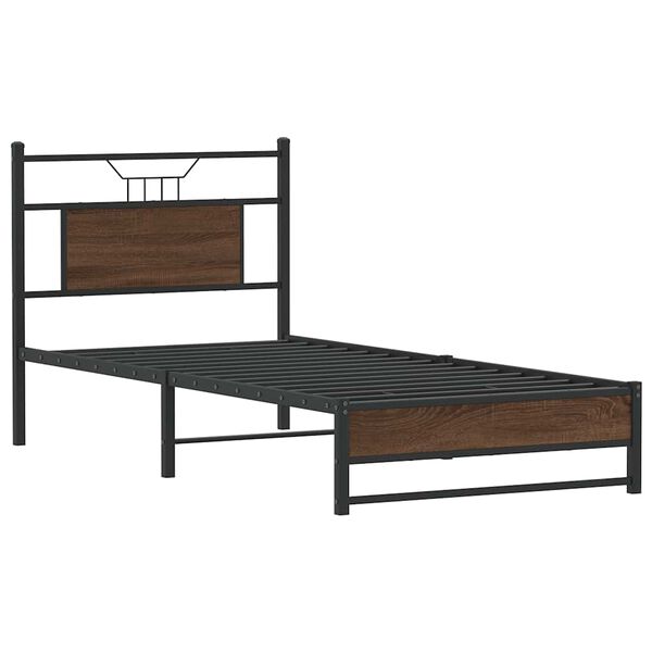 vidaXL Cadre de lit sans matelas ch&ecirc;ne marron 90x190cm bois ing&eacute;nierie