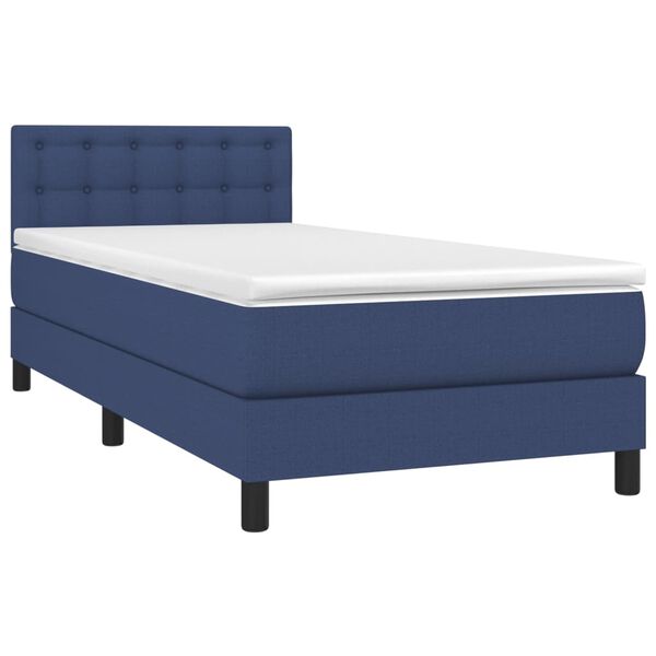 vidaXL Sommier &agrave; lattes de lit avec matelas Bleu 90x200 cm Tissu
