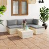 vidaXL Salon de jardin palette 5 pcs avec coussins bois d'&eacute;pic&eacute;a