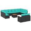 vidaXL Salon de jardin avec coussins 13 pcs noir r&eacute;sine tress&eacute;e