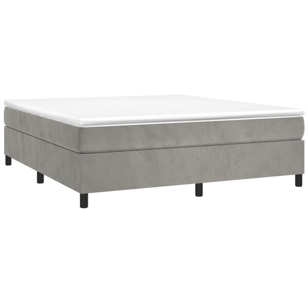 vidaXL Sommier &agrave; lattes de lit et matelas Gris clair 160x200cm Velours