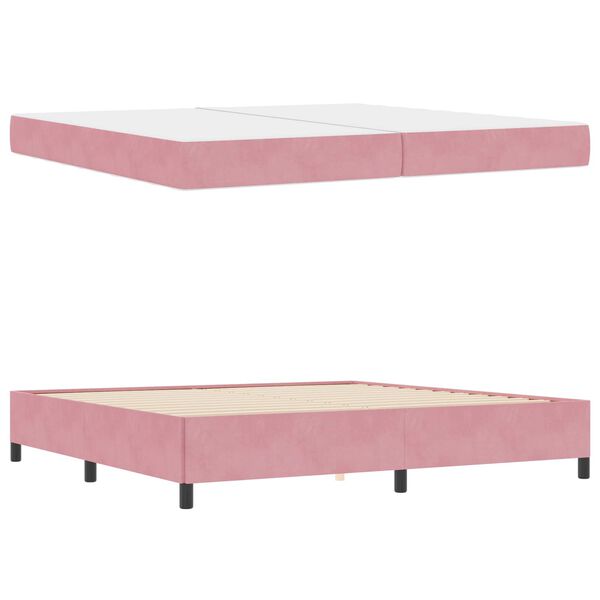 vidaXL Cadre de lit avec matelas Rose 200 x 200 cm tissu