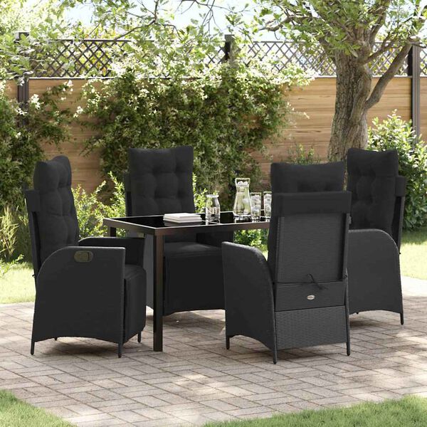 vidaXL Ensemble de salle &agrave; manger pour jardin 5 pcs Noir polyrotin