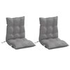 vidaXL Coussins de chaise &agrave; dossier bas lot de 2 gris tissu oxford