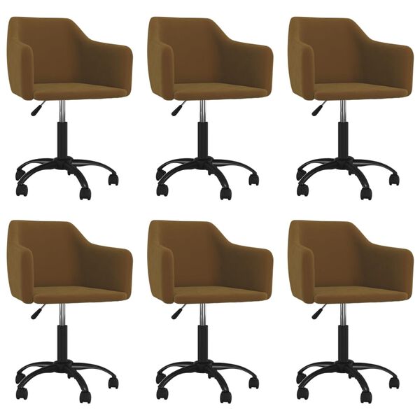 vidaXL Chaises pivotantes &agrave; manger lot de 6 Marron Velours