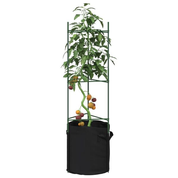 vidaXL Cages &agrave; tomates avec sacs &agrave; plantes 8 pcs 116 cm acier et PP