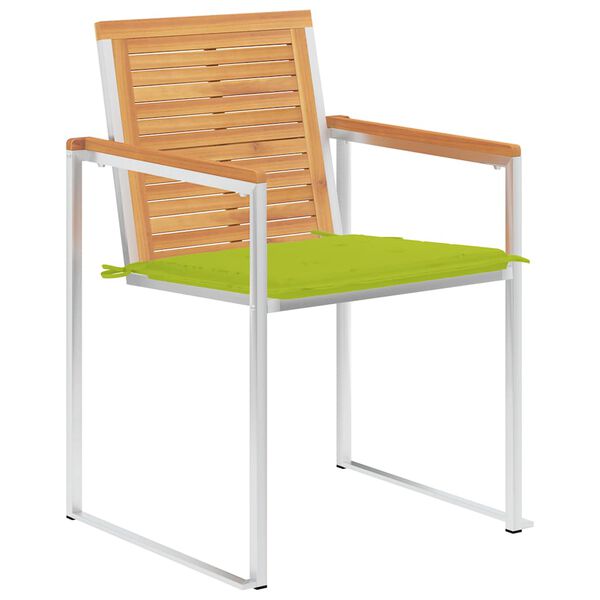 vidaXL Chaises de jardin avec coussins lot de 2 Teck solide et acier
