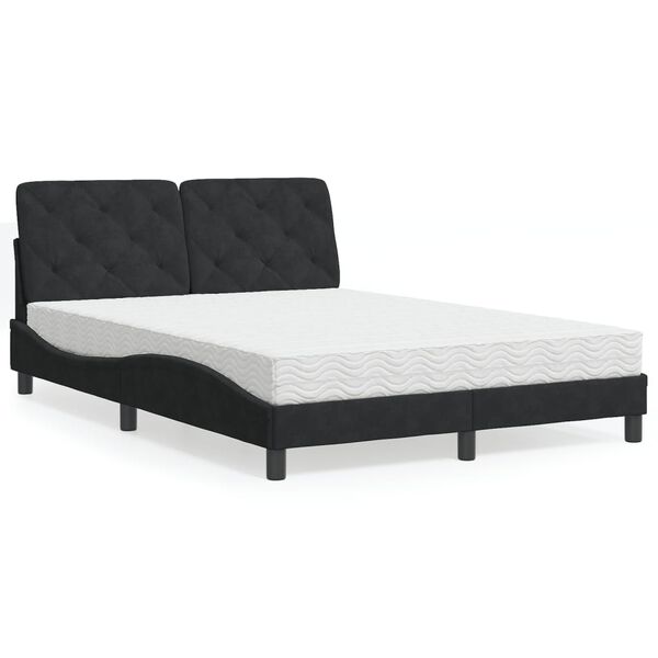 vidaXL Lit avec matelas noir 140x190 cm velours
