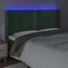 vidaXL T&ecirc;te de lit &agrave; LED Vert fonc&eacute; 203x16x118/128 cm Velours