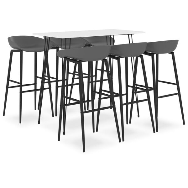 vidaXL Ensemble de bar 7 pcs Blanc et gris