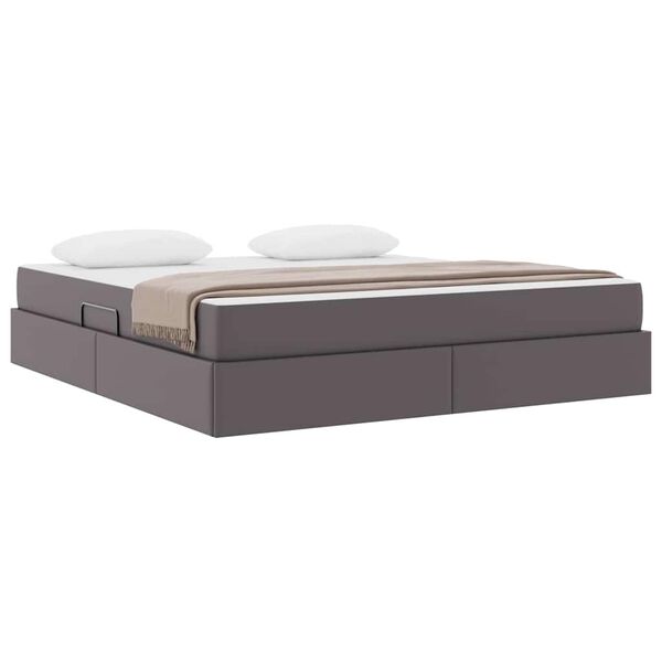 vidaXL Lit avec rangement et matelas avec matelas 2 pcs Gris Cuir