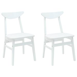 vidaXL Chaises de salle &agrave; manger 2 pc Bois de Caoutchouc Massif Blanc