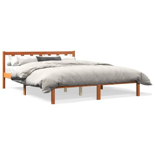 vidaXL Cadre de lit sans matelas cire marron 150x200cm bois pin massif