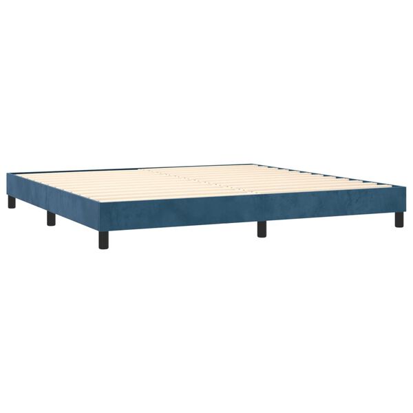 vidaXL Sommier &agrave; lattes de lit et matelas Bleu fonc&eacute; 200x200cm Velours
