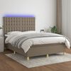 vidaXL Sommier &agrave; lattes de lit et matelas et LED Taupe 140x190cm Tissu