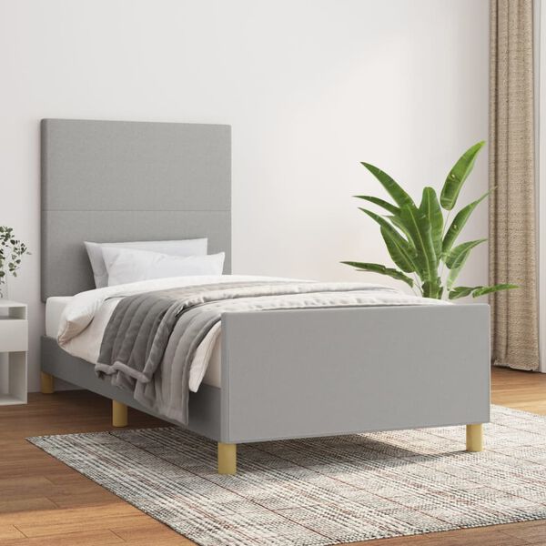 vidaXL Cadre de lit sans matelas gris clair 100x200 cm tissu