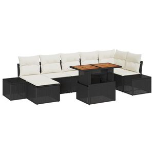 vidaXL Ensemble de canap&eacute; de jardin 8 pcs Noir Poly rotin
