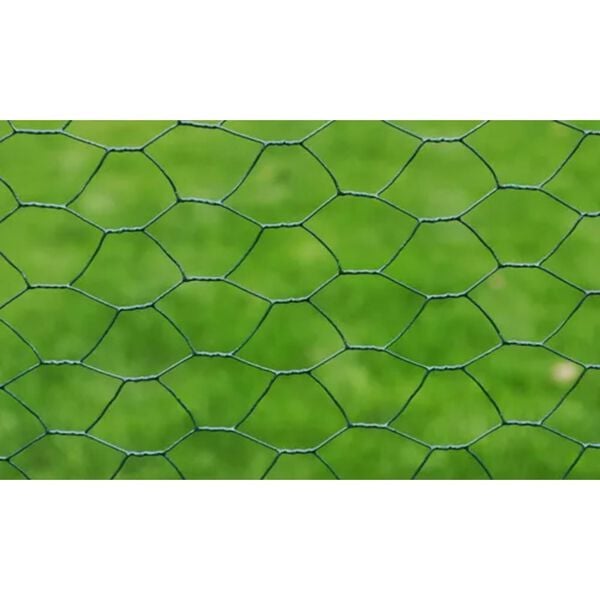 vidaXL Grillage &agrave; poule avec rev&ecirc;tement en PVC 25x0,5 m vert