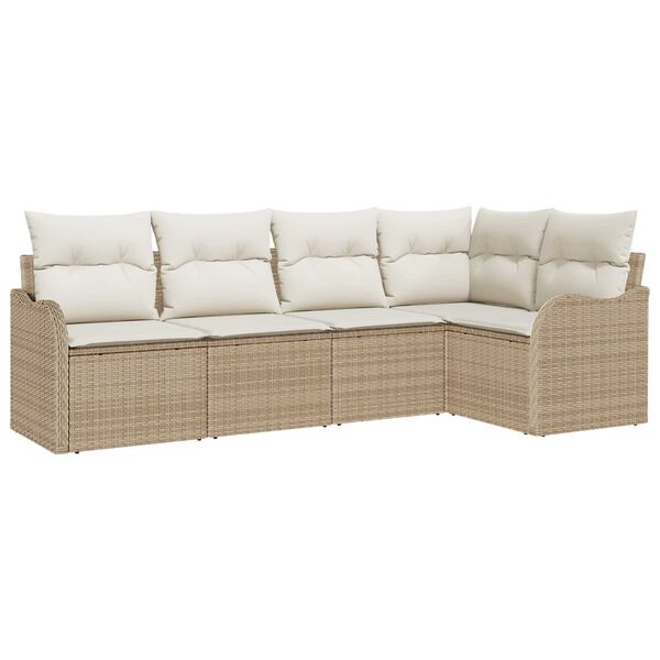 vidaXL Ensemble de canap&eacute; de jardin Beige polyrotin