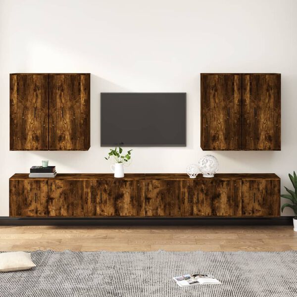 vidaXL Ensemble de meubles TV 8 pcs Ch&ecirc;ne fum&eacute; Bois d'ing&eacute;nierie