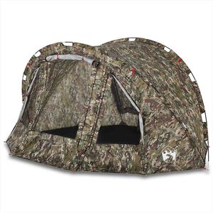 vidaXL Tente de p&ecirc;che 2 personnes camouflage imperm&eacute;able