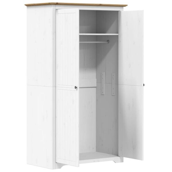vidaXL Garde-robe BODO blanc marron 99x53,5x173 cm bois massif de pin