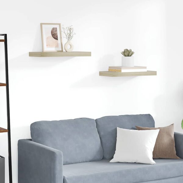 vidaXL &Eacute;tag&egrave;res murales flottantes 2 pcs ch&ecirc;ne 50x23x3,8 cm MDF