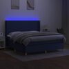 vidaXL Sommier &agrave; lattes de lit matelas et LED Bleu 160x200 cm Tissu