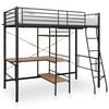 vidaXL Lit superpos&eacute; avec table sans matelas gris m&eacute;tal 90x200 cm