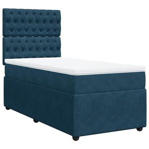 vidaXL Sommier &agrave; lattes de lit et matelas Bleu fonc&eacute; 80x200 cm Velours