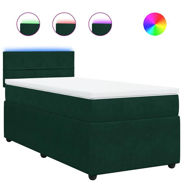 vidaXL Sommier &agrave; lattes de lit avec matelas Vert fonc&eacute; 90x200 cm