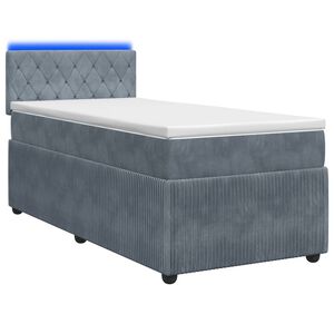 vidaXL Lit boxspring avec matelas Gris fonc&eacute; 90 x 190 cm Velours