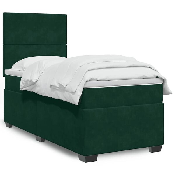 vidaXL Sommier &agrave; lattes de lit avec matelas Vert fonc&eacute; 100x200 cm