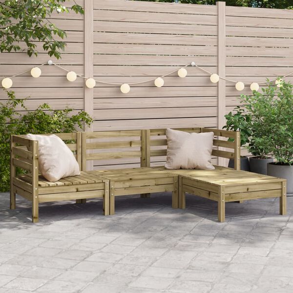 vidaXL Canap&eacute; de jardin 3 places avec repose-pieds bois pin impr&eacute;gn&eacute;