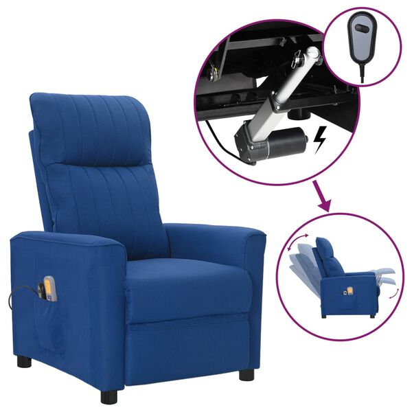 vidaXL Fauteuil électrique de massage Bleu Tissu