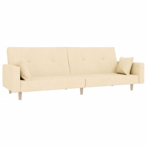 vidaXL Canap&eacute;-lit &agrave; 2 places avec deux oreillers cr&egrave;me tissu