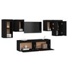 vidaXL Meubles TV 6 pcs Noir Bois massif de pin