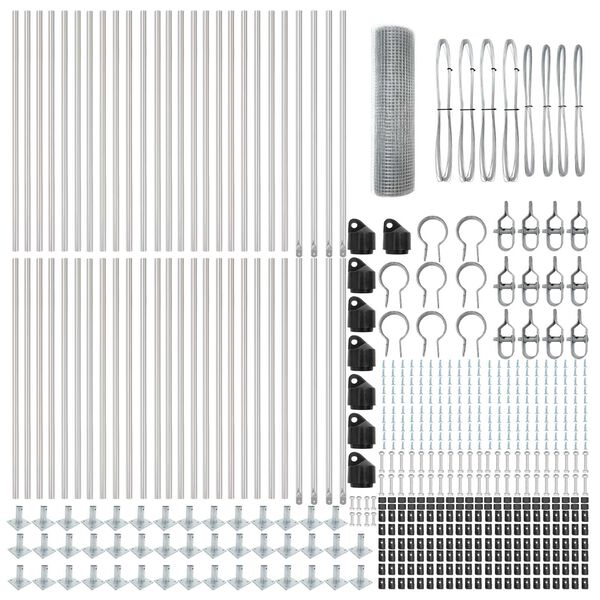 vidaXL Poteau de cl&ocirc;ture. Argent&eacute; 100 x 0,5 m (treillis de 25 x 25 mm)